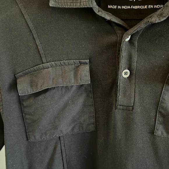 Guess Polo Black with Silver Buttons Functional Pockets 100% Cotton Large - Picture 2 of 5